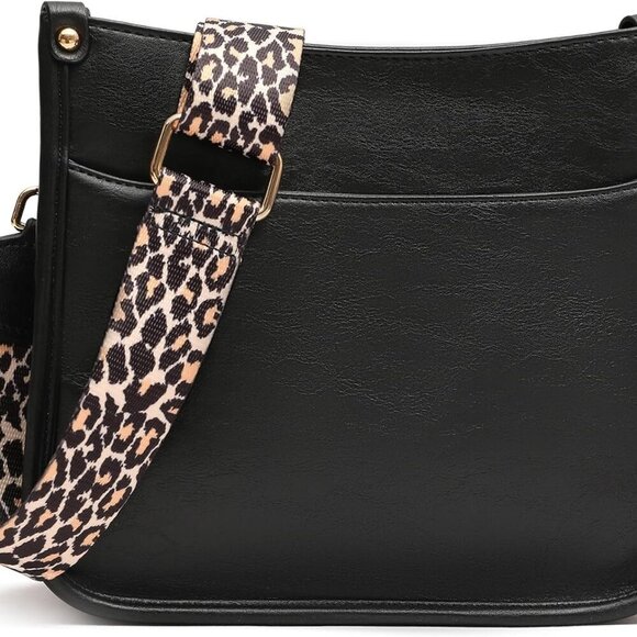 Women's Crossbody Shoulder Bag with Leopard Guitar Strap,Vegan Faux Leather Purs - Picture 9 of 9